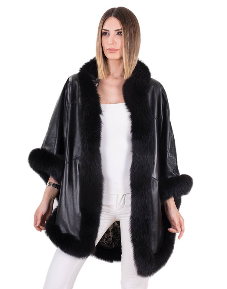 FURINA WOMEN LEATHER PONCHO